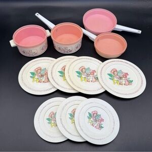 VTG Chilton Aluminum Specialty Strawberry Shortcake Pretend Dishes Plates 11 pc